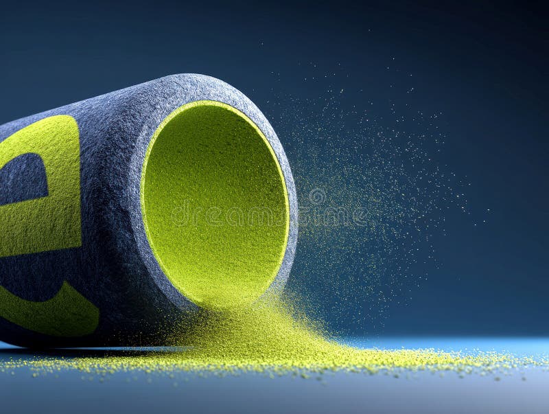 O imagine dinamică vibrantă care prezintă un potențial enorm al unei surse de energie într-un recipient cilindric metalic ce emană stock photo