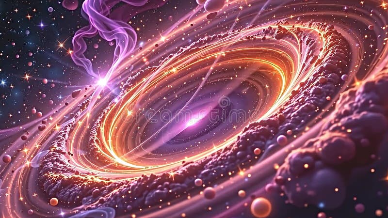 O imagine orizontală generată digital care descrie o galaxie exterioară aglomerată și o tapiserie uluitoare de IA generativă stock illustration