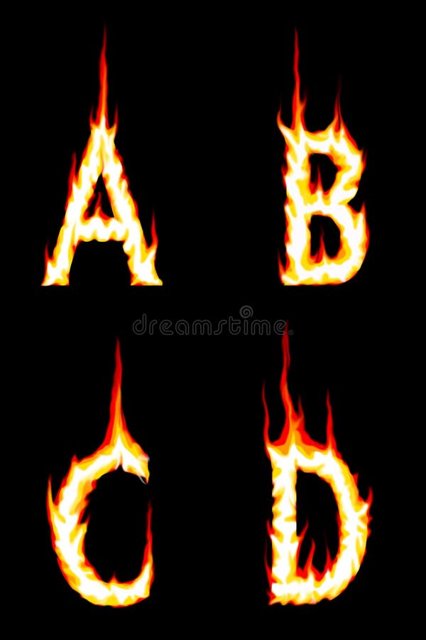 O incêndio rotula A, B, C, D