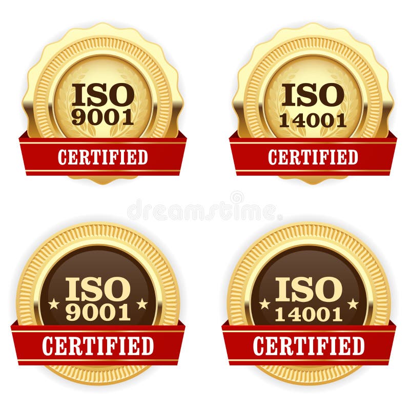 O ISO dourado 9001 das medalhas certificou - o crachá da qualidade ilustração do vetor O ISO dourado 9001 das medalhas certificou - o crachá da qualidade ilustração do vetor