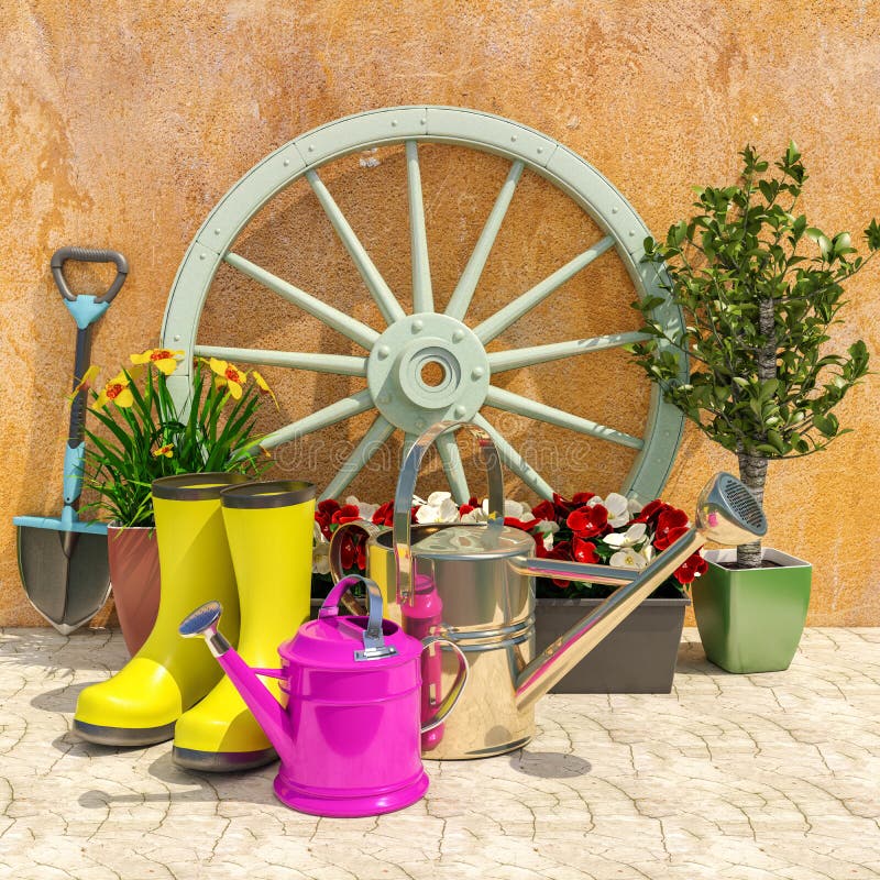 O jardim da mola trabalha o conceito imagens de stock O jardim da mola trabalha o conceito imagens de stock