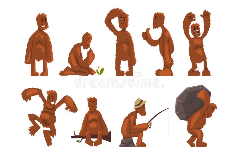O Jogo De Caracteres Engraçado Dos Desenhos Animados De Bigfoot, Criatura  Mítico Em Situações Diferentes Vector Ilustrações Em Um Ilustração do Vetor  - Ilustração de halloween, cara: 117292088