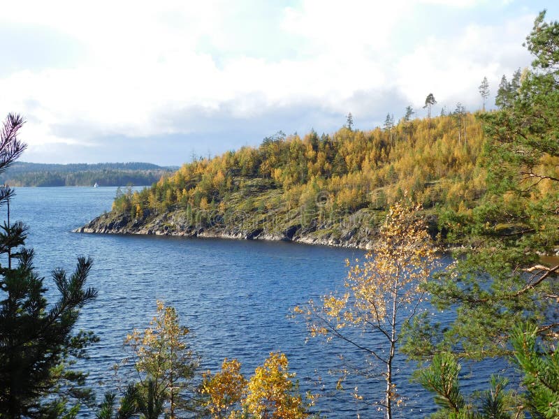 O Lago Ladoga, Carélia, Rússia Imagem de Stock Imagem de norte