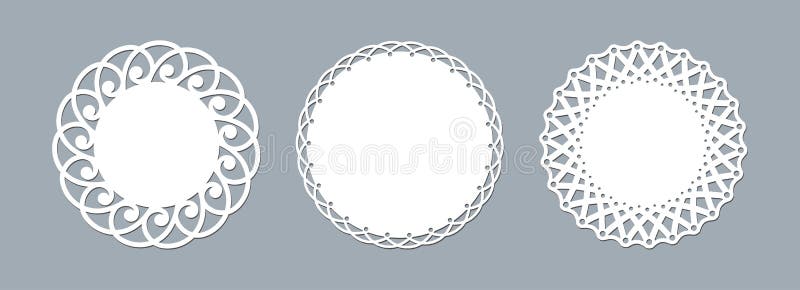 O laser do doily do laço cortou o modelo redondo de papel do molde do ornamento do teste padrão de uma cenografia branca redonda ilustração do vetor O laser do doily do laço cortou o modelo redondo de papel do molde do ornamento do teste padrão de uma cenografia branca redonda ilustração do vetor