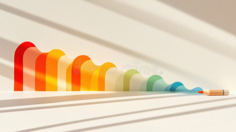 O linie abstractă colorată desenând un val. stock image