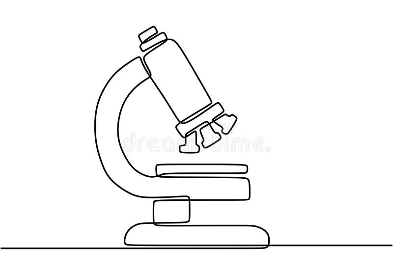 O linie de tragere a microscopului științific izolat într-un fond alb royalty free illustration
