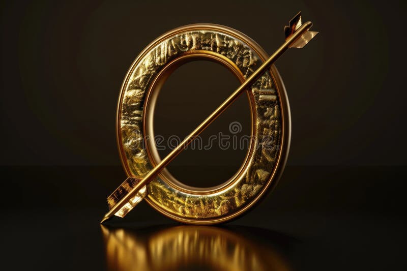 O literă aurie strălucitoare sau cu o săgeată în mijloc. perfect pentru proiecte de proiectare sau materiale de branding stock photos