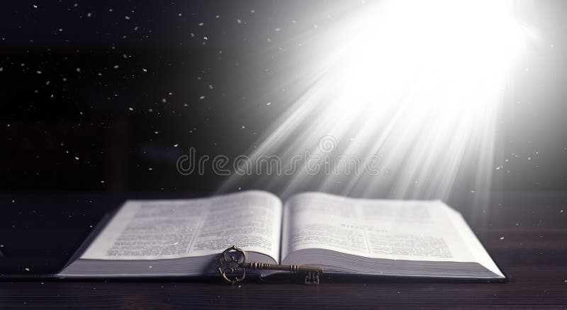 Livro mágico lendário ou abertura da bíblia com partículas