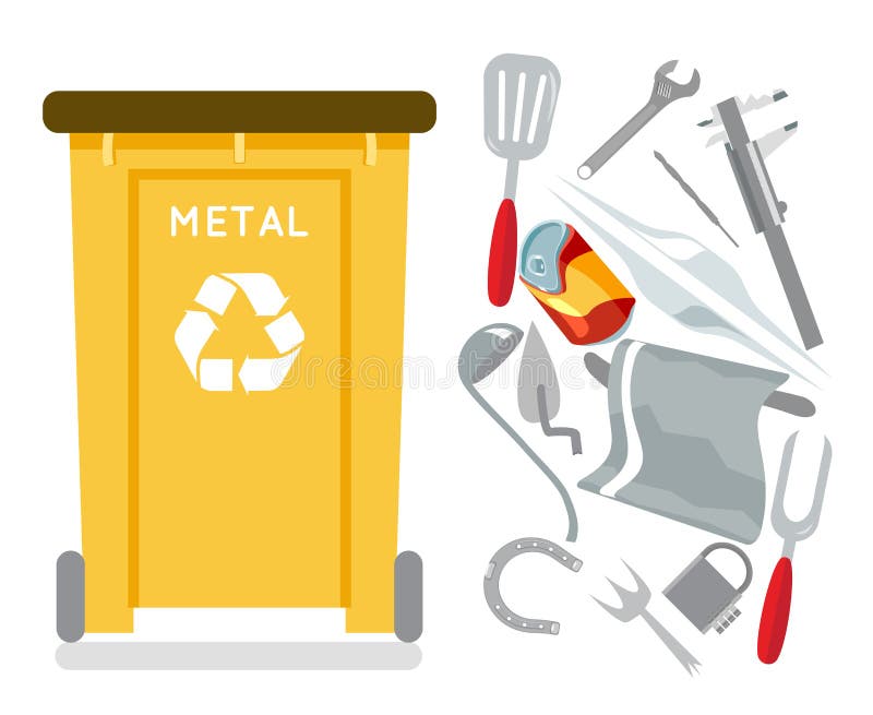 O lixo da reciclagem de resíduos de Metall pode ilustração lisa isolada lixo do vetor do ícone do projeto ilustração royalty free O lixo da reciclagem de resíduos de Metall pode ilustração lisa isolada lixo do vetor do ícone do projeto ilustração royalty free