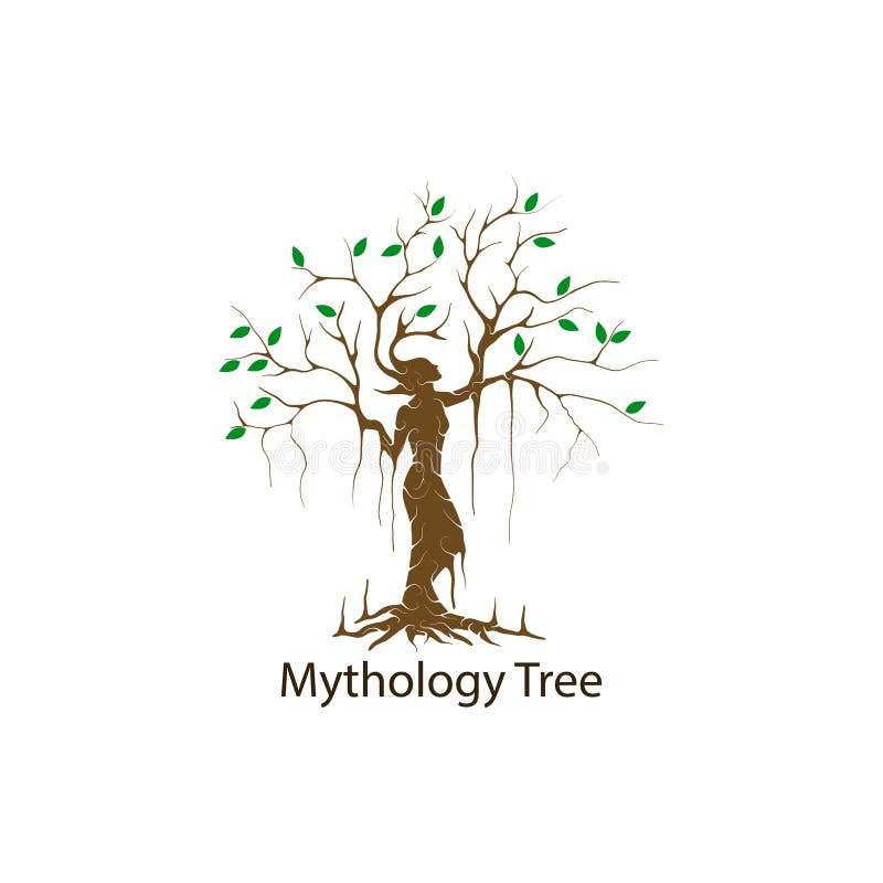 O logotipo da árvore do dríade isolou-se ilustração do vetor da árvore da mitologia