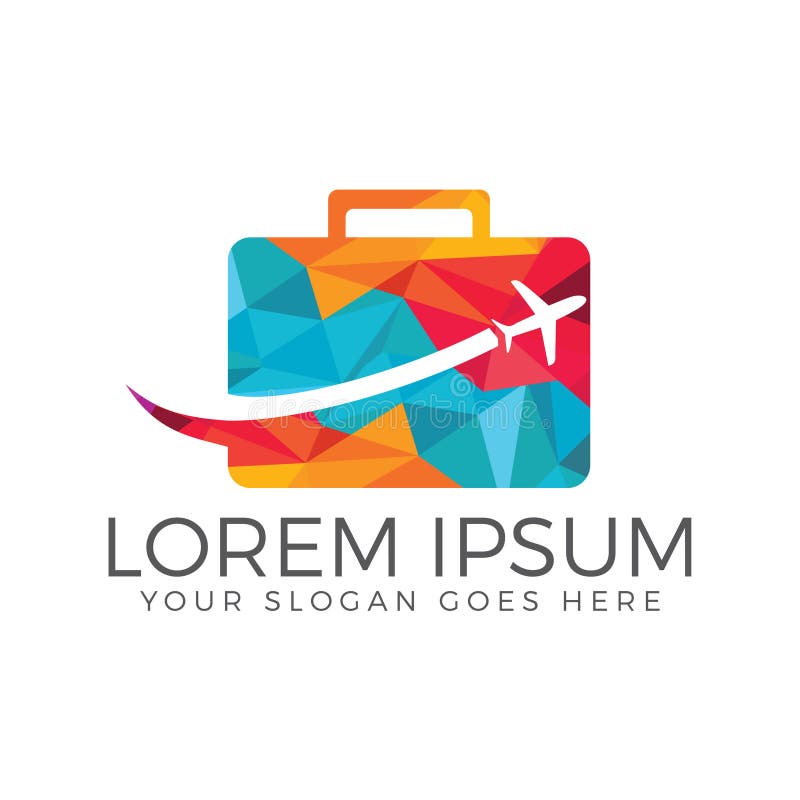 O logotipo do curso e da excursão, da mala de viagem e do saco projeta ilustração stock O logotipo do curso e da excursão, da mala de viagem e do saco projeta ilustração stock