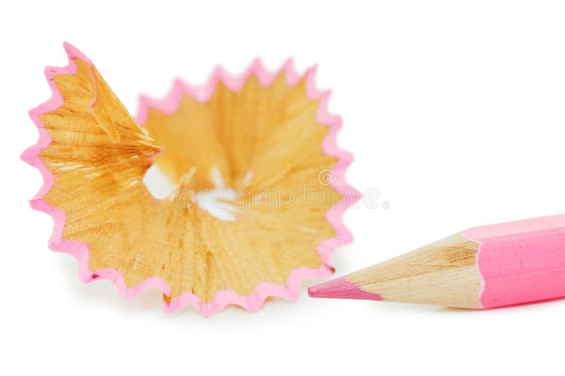 The ground pink pencil over white close up. The ground pink pencil over white close up