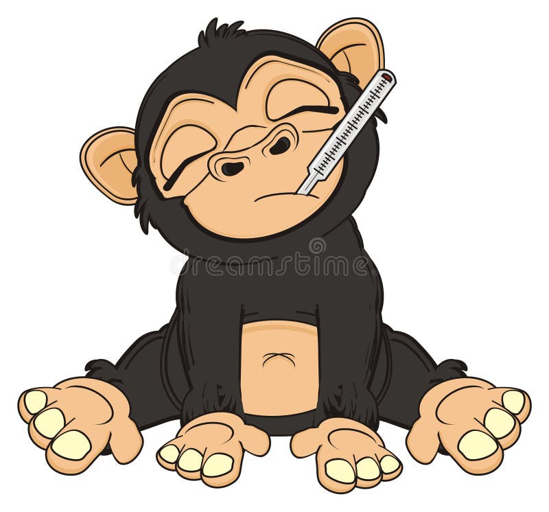 Desenho De Animado Macaco Triste Estilo Página Para Colorir Clip