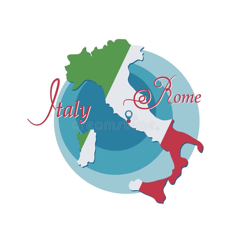 O mapa de It?lia ? pintado nas cores de uma bandeira roma emblema ilustração do vetor O mapa de It?lia ? pintado nas cores de uma bandeira roma emblema ilustração do vetor