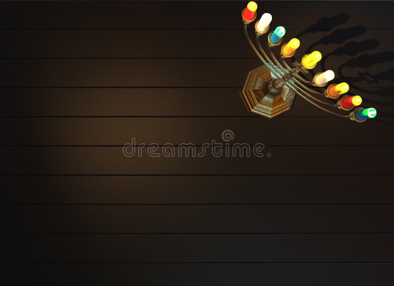 O menorah 3D do Hanukkah rende O menorah 3D do Hanukkah rende