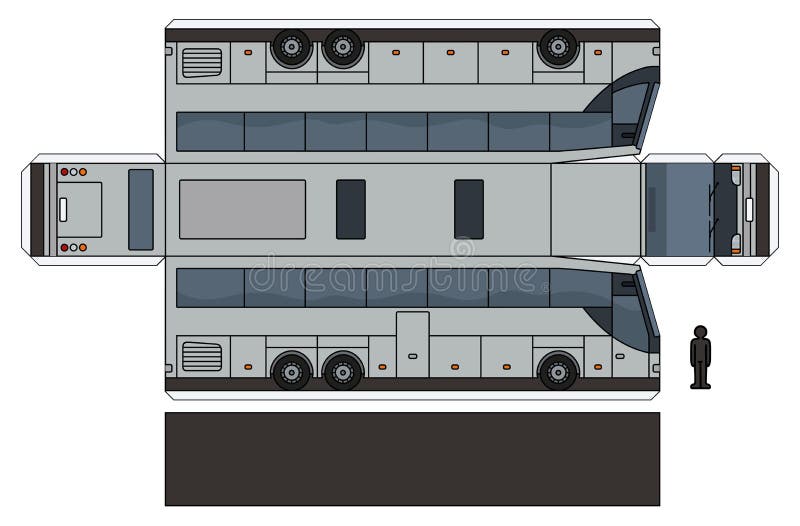 O modelo de papel de um grande ônibus cinzento