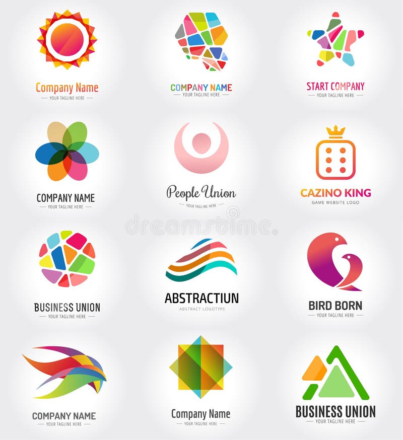 Conjunto de modelos de logótipo vetorial abstrato para branding e ilustração do vetor