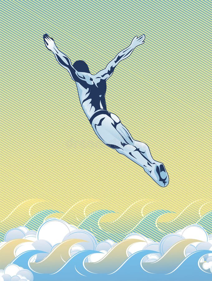O nadador salta nas ondas ilustração stock O nadador salta nas ondas ilustração stock