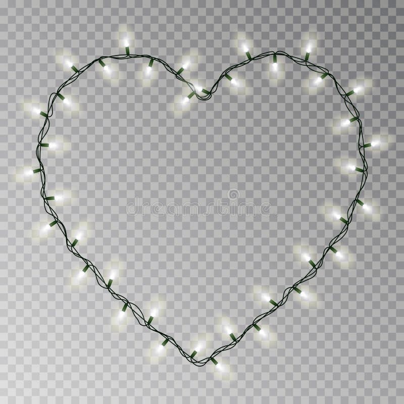 O Natal ilumina o vetor do coração Festão leve transparente isolada no fundo transparente realist ilustração do vetor O Natal ilumina o vetor do coração Festão leve transparente isolada no fundo transparente realist ilustração do vetor
