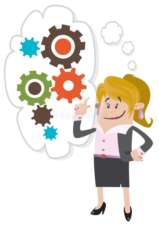 Mulher Business Buddy a pensar ilustração royalty free