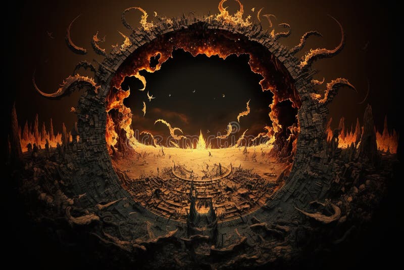 9 Círculos De Pintura Dantes Inferno Ilustração Stock - Ilustração