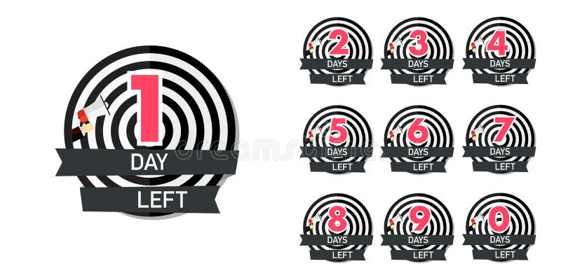 O número de dias deixou emblemas ajustados do vetor ilustração royalty free O número de dias deixou emblemas ajustados do vetor ilustração royalty free