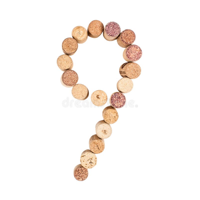 The number 9 is made from wine corks, close-up. Isolated on white background. The number 9 is made from wine corks, close-up. Isolated on white background.