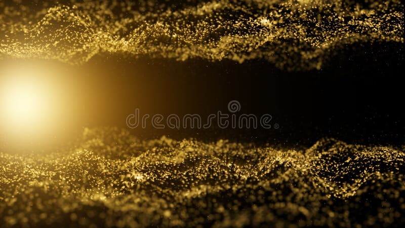 O ouro espumante de partículas tem brilho brilhante brilhante brilhante e brilhante