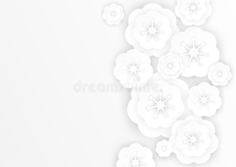 O papel bonito das flores cortou o fundo branco cinzento decorativo ilustração do vetor O papel bonito das flores cortou o fundo branco cinzento decorativo ilustração do vetor