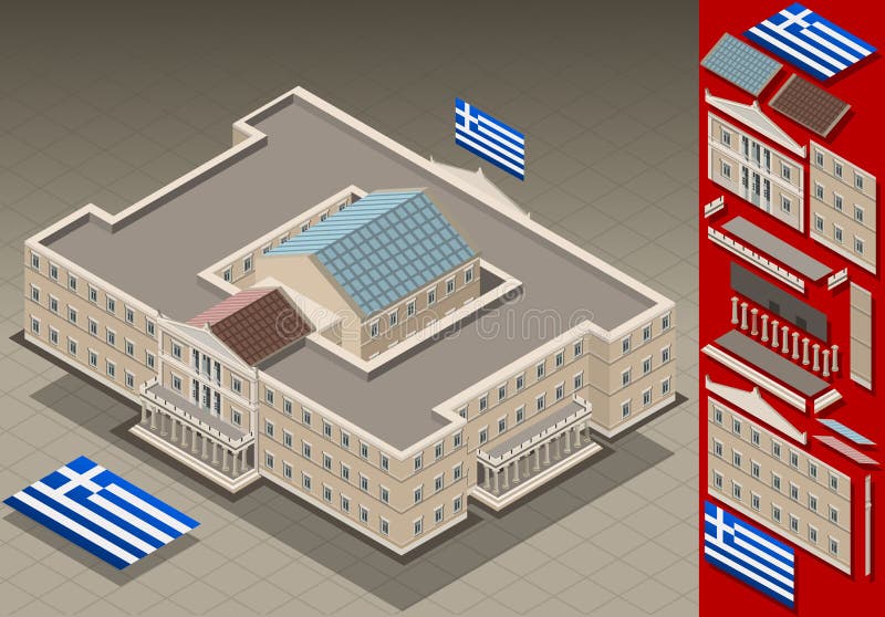Parlamento Grego Isométrico ilustração stock