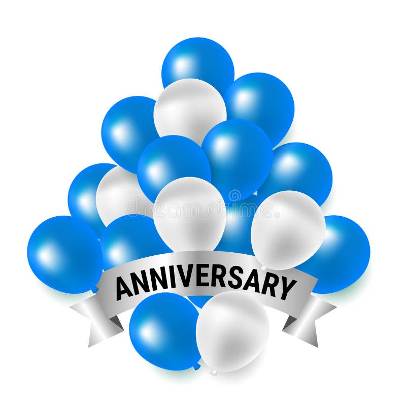 O partido azul e branco balloons para a celebração do aniversário ilustração royalty free O partido azul e branco balloons para a celebração do aniversário ilustração royalty free
