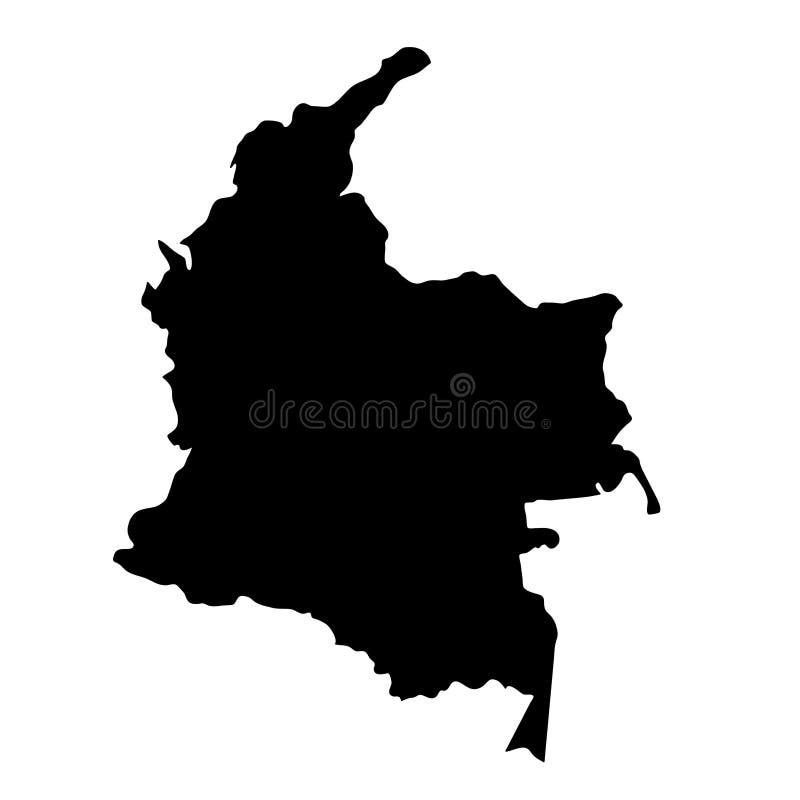 O país preto da silhueta limita o mapa de Colômbia no backgr branco ilustração stock O país preto da silhueta limita o mapa de Colômbia no backgr branco ilustração stock