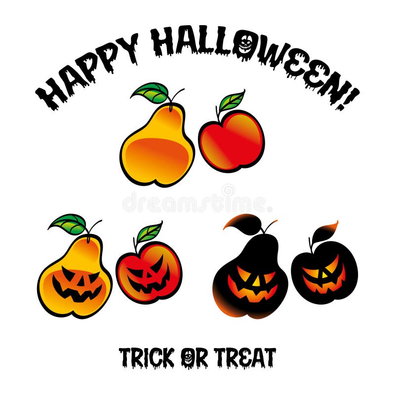 O pernă de râs și un măr fericit, o imagine de sărbătoare de Halloween. ilustrarea personajelor înfricoșătoare și înfricoșătoare p royalty free illustration