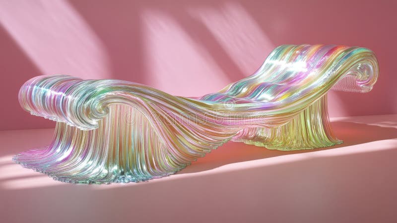 O pernă holografică este setată pe o textură pastel de vis pe o țesătură irizată royalty free stock image