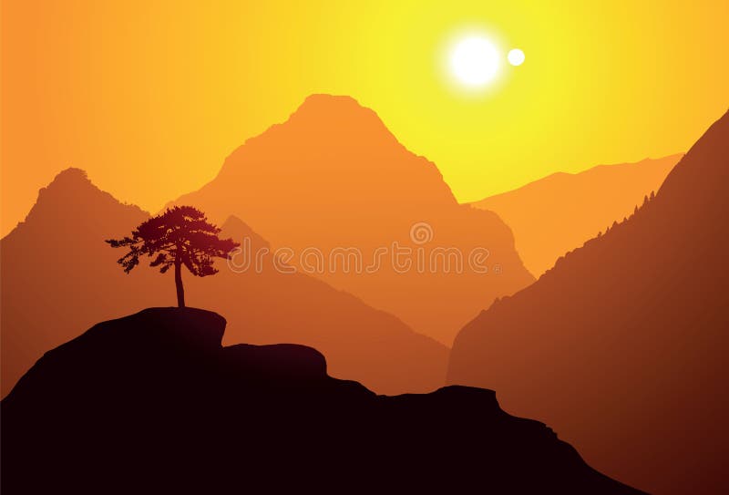 O pinheiro na montanha ilustração do vetor O pinheiro na montanha ilustração do vetor