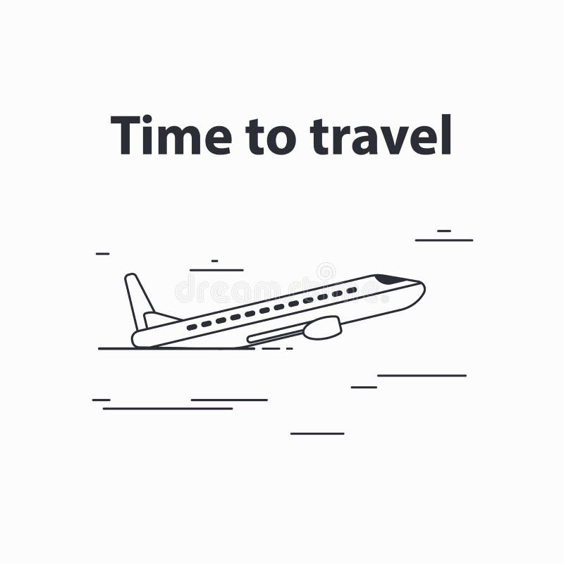 O plano decola entre as nuvens Hora de viajar ilustração do vetor O plano decola entre as nuvens Hora de viajar ilustração do vetor