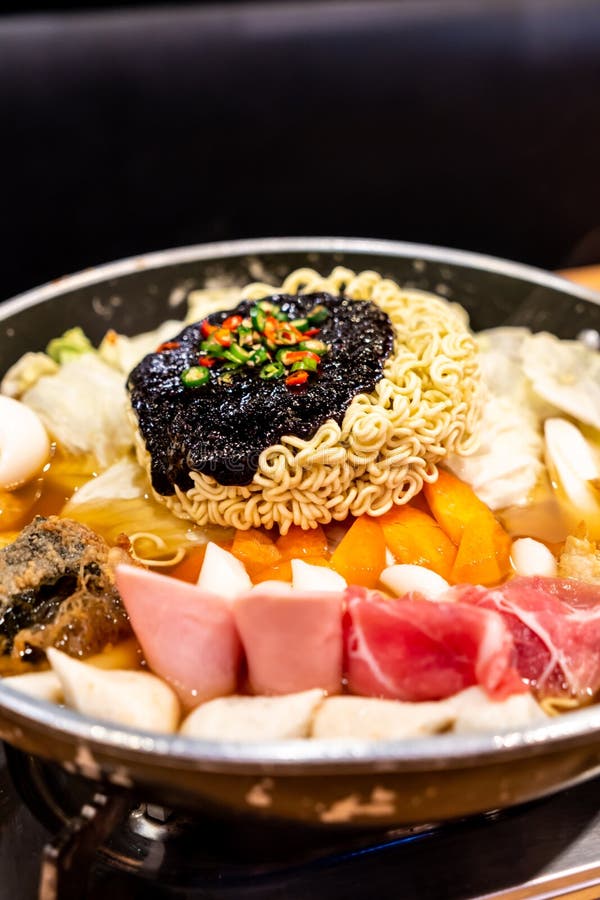 Korean Hot Pot Budae Jjigae is Korean Fusion Food Incorporates American
