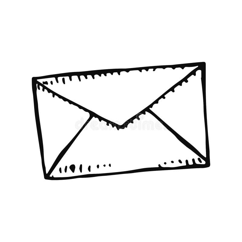 O preto do fecho de correr do envelope isolou o esboço no vetor branco do fundo ilustração stock O preto do fecho de correr do envelope isolou o esboço no vetor branco do fundo ilustração stock