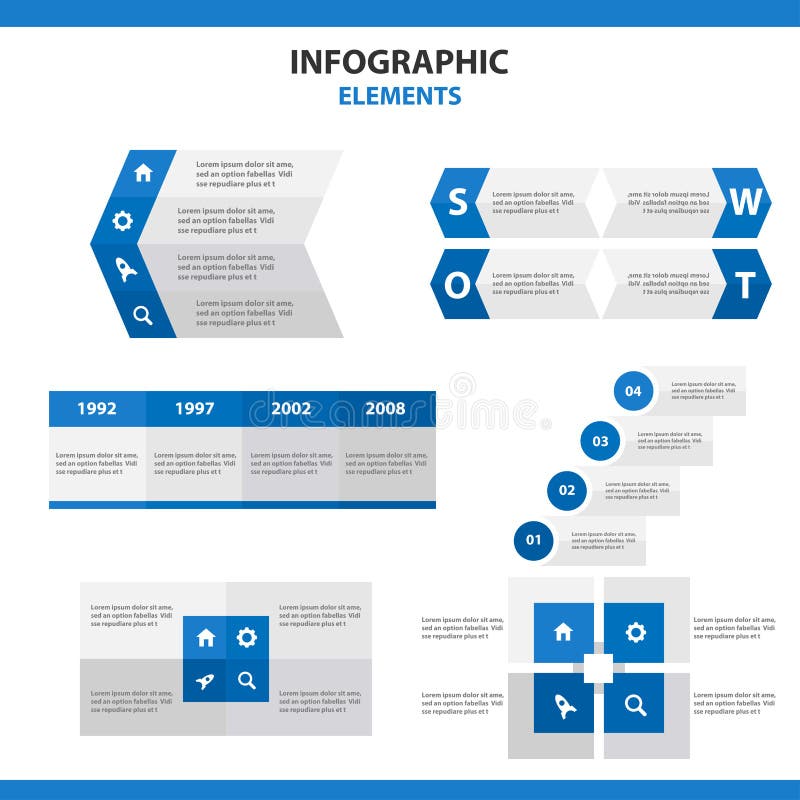 O projeto abstrato do elementsflat de Infographic dos moldes azuis da apresentação ajustou-se para o mercado do folheto do inseto ilustração stock O projeto abstrato do elementsflat de Infographic dos moldes azuis da apresentação ajustou-se para o mercado do folheto do inseto ilustração stock