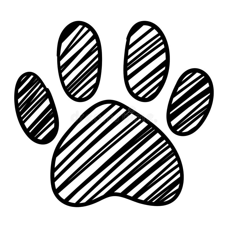 O pé preto e branco monocromático da pata do animal de animal de estimação do gato do cão isolou o vetor tirado mão da arte do es ilustração do vetor O pé preto e branco monocromático da pata do animal de animal de estimação do gato do cão isolou o vetor tirado mão da arte do es ilustração do vetor