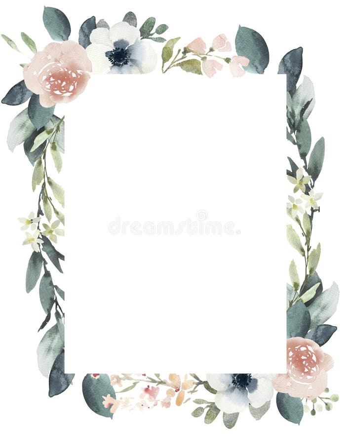 O quadro floral do casamento da aquarela com cora rosas e ilustração royalty free O quadro floral do casamento da aquarela com cora rosas e ilustração royalty free