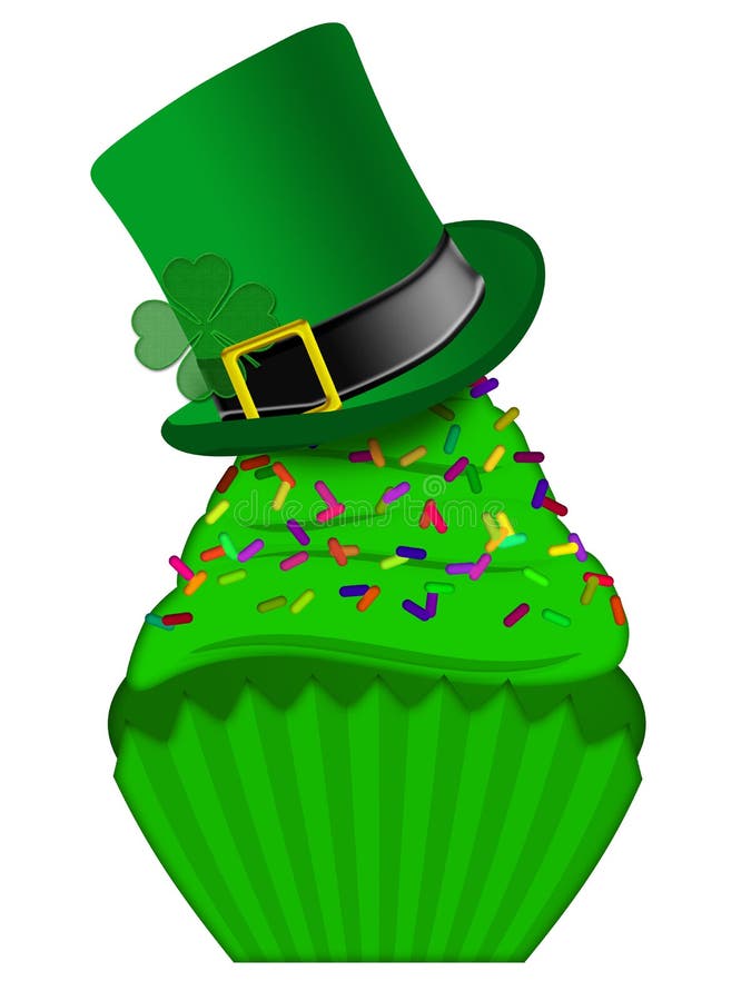 O queque do dia do St Patricks com colorido polvilha ilustração stock O queque do dia do St Patricks com colorido polvilha ilustração stock