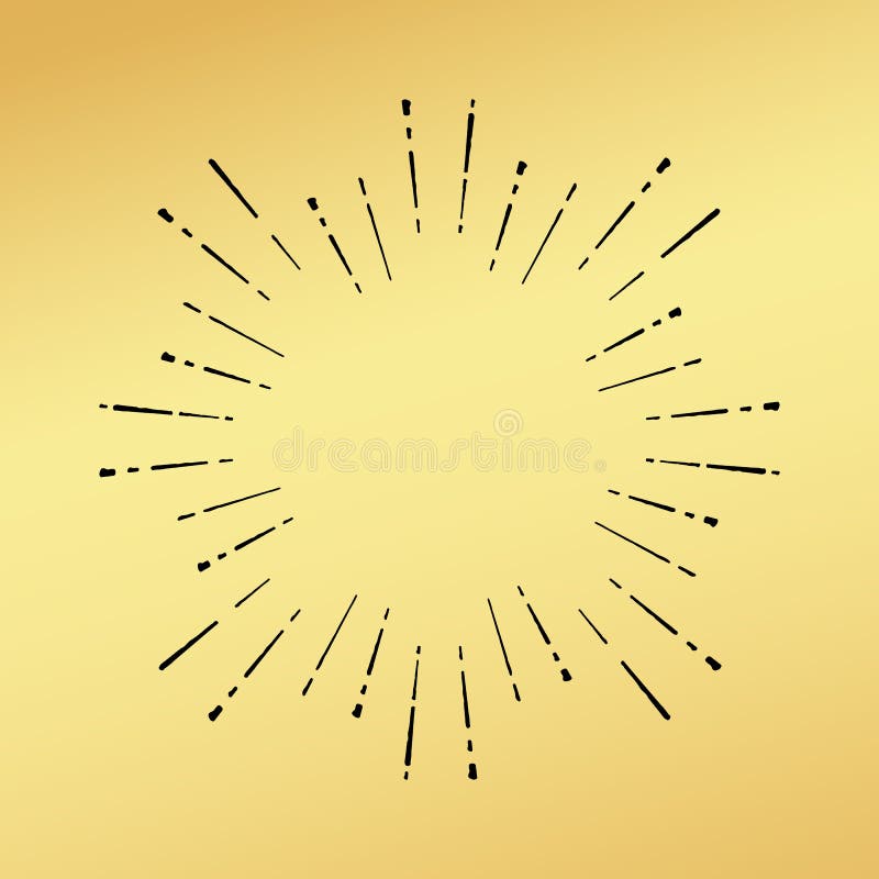 O raio tirado mão do logotipo do ouro do moderno do vintage da explosão de Sun explode ilustração do vetor O raio tirado mão do logotipo do ouro do moderno do vintage da explosão de Sun explode ilustração do vetor