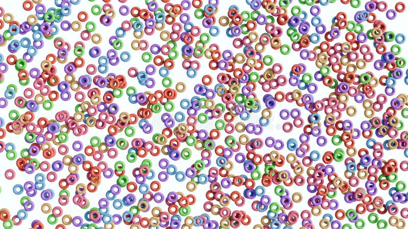 O redare 3d a colecției dense de bucăți de cereale cu formă inelară stock illustration