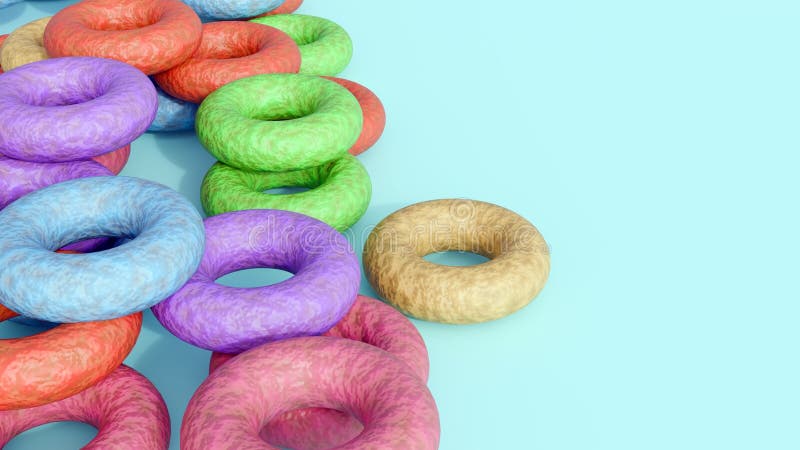 O redare 3d a colecției dense de bucăți de cereale cu formă inelară royalty free illustration