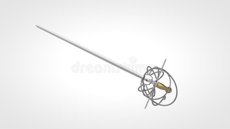 O res alto 3d rendeu a espada do florete ilustração stock O res alto 3d rendeu a espada do florete ilustração stock