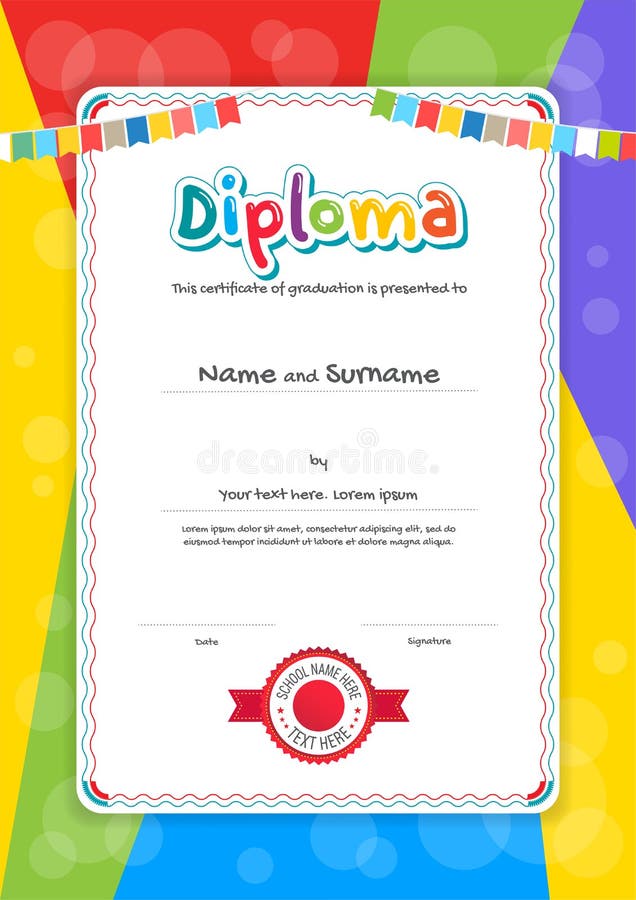 O retrato caçoa o molde do diploma ou do certificado com parte traseira colorida ilustração do vetor O retrato caçoa o molde do diploma ou do certificado com parte traseira colorida ilustração do vetor