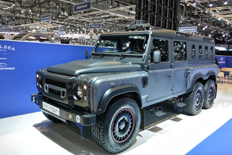88.o salón del automóvil internacional 2018 de Ginebra - defensor de Chelsea Truck Company Civilian 6X6 foto de archivo libre de regalías 88.o salón del automóvil internacional 2018 de Ginebra - defensor de Chelsea Truck Company Civilian 6X6 foto de archivo libre de regalías