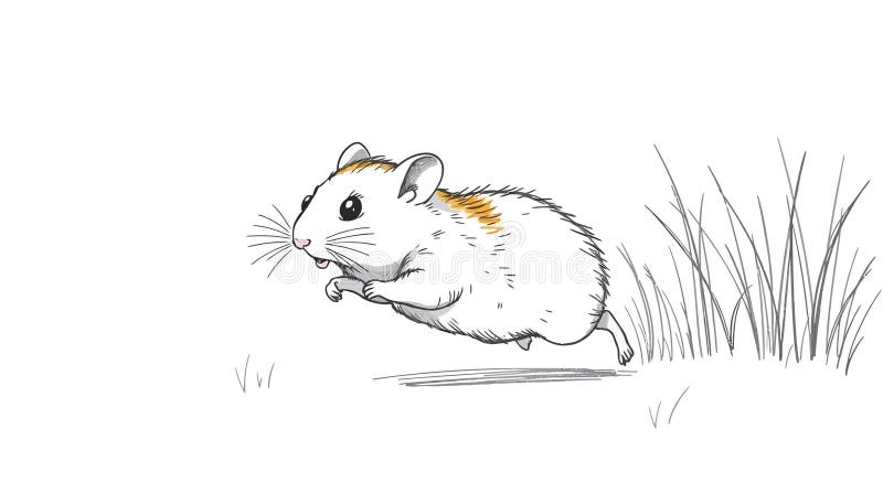 O schiță încântătoare a hamsterului adorabil care se execută cu aer stock illustration