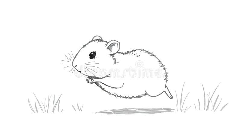 O schiță încântătoare a hamsterului adorabil care se execută cu aer vector illustration